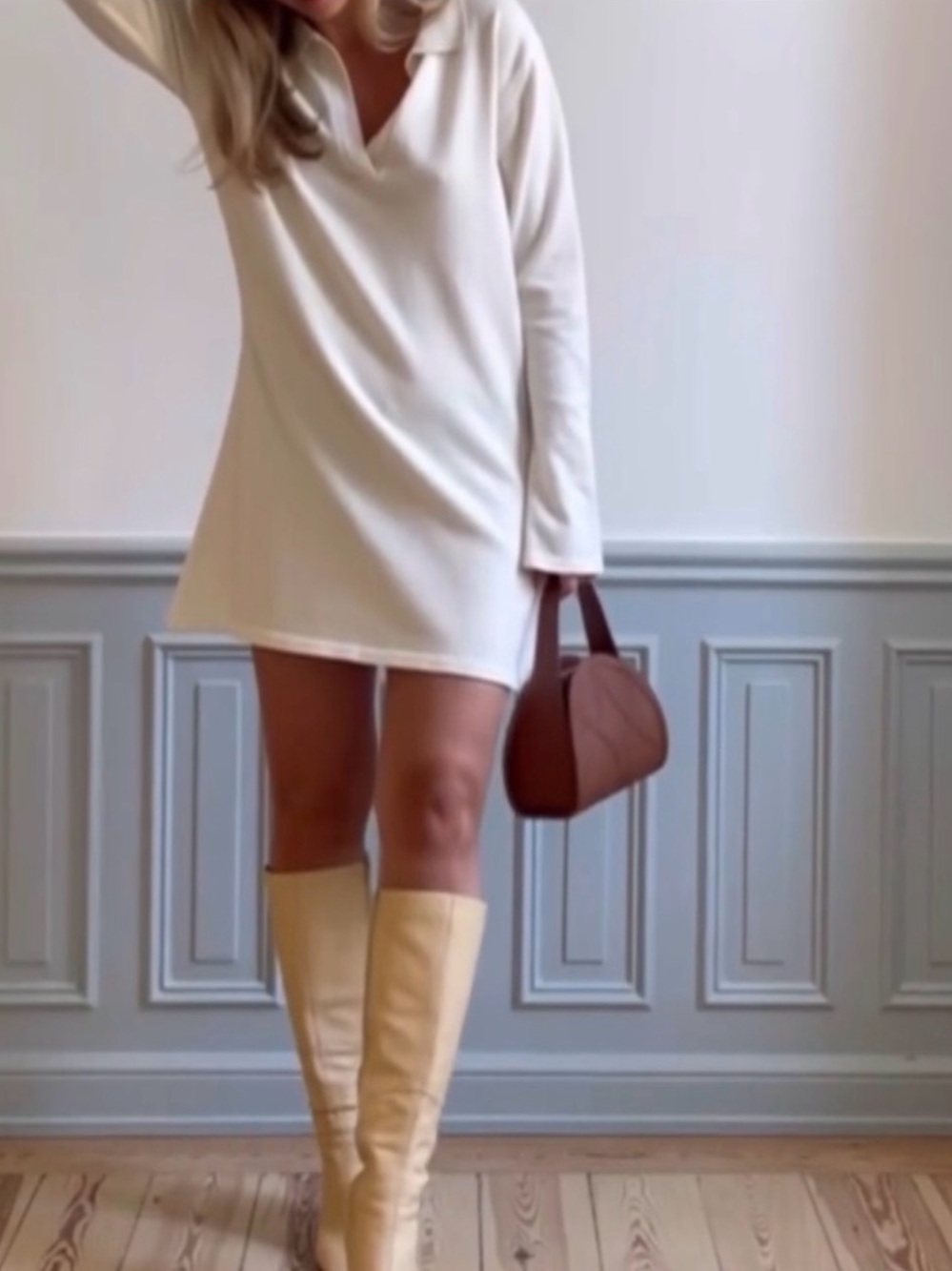 NEW w tags - Djerf Avenue Getaway Dress in a cream soft cotton knit